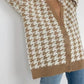 Houndstooth Button Up Long Sleeve Cardigan