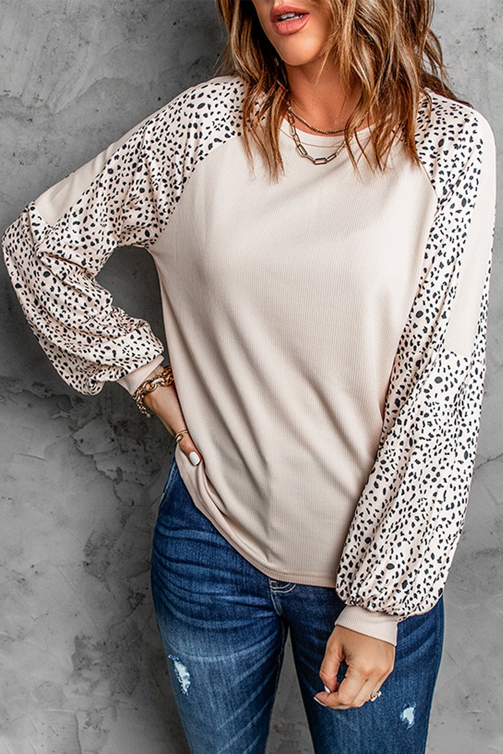 Women's Leopard Raglan Sleeve Top