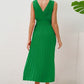 Surplice Sleeveless Midi Pleated Dress