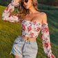 EillyBazar Women's Floral Off-Shoulder Cropped Top