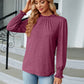 Round Neck Flounce Sleeve Blouse