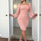 Zip-Back Ruched Bodycon Dress