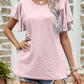 Round Neck Flutter Sleeve Blouse