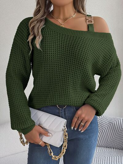 Allissa Asymmetrical Neck Cold Shoulder Long Sleeve Sweater