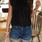 Frill Ruched Mock Neck Sleeveless Blouse