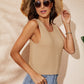 Women's Buttoned Cutout Ribbed Trim Knit Tank
