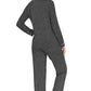 Collared Neck Loungewear Set with Pocket