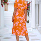 Floral Puff Sleeve Ruffle Hem Midi Dress