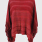 One Size Striped Boat Neck Poncho with Fringes