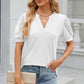 Eyelet Notched Puff Sleeve T-Shirt