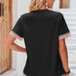 Eyelet V-Neck Short Sleeve T-Shirt