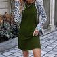 Leopard Round Neck Long Sleeve Dress