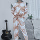 Tie-dye Round Neck Top and Drawstring Pants Lounge Set