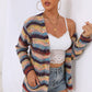 Full Size Striped Long Sleeve Open Front Cardigan