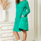 Zenana Full Size Teal Long Sleeve Flare Dress with Pockets