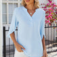 Notched Half Button T-Shirt