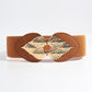 Chic Woman Alloy Leaf Buckle Elastic Belt