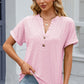 Eyelet Notched Short Sleeve T-Shirt