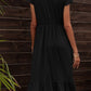 Casual Full Size Run Round Neck Ruffle Hem Pocket Dress in Black