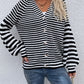 LakenLea Striped V-Neck Button-Down Cardigan