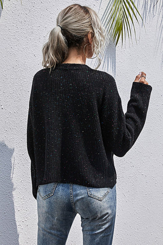 Women's Button-Down Drop Shoulder Rib-Knit Cardigan