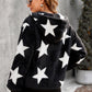 Women's Sophia & Grace Full Size Star Print Zipper Fleece Hooded Coat