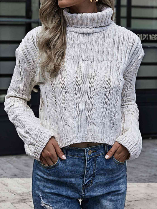 Cable-Knit Turtleneck Sweater