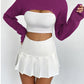 Full Size Distressed Long Sleeve Cropped Sweater