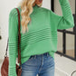 Malibu Dreams Round Neck Openwork Long Sleeve Pullover Sweater
