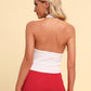 Zip-Up Halter Neck Knit Top