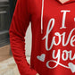 I LOVE YOU Drawstring Long Sleeve Hoodie
