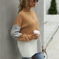 Color Block Round Neck Dropped Shoulder Sweater