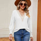 Contrast Flounce Sleeve Blouse