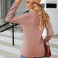 Full Size Cable-Knit Long Sleeve V-Neck T-Shirt