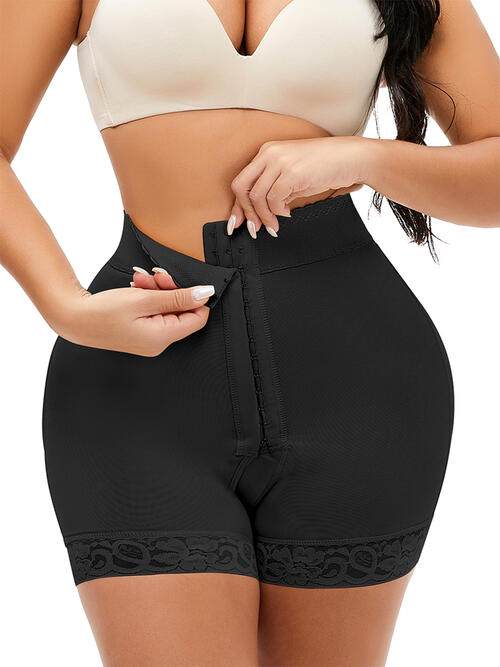 Full Size Lace Detail Hook-and-Eye Shaping Shorts Shapewear