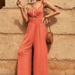BeautifyJumpers Smocked Spaghetti Strap Wide Leg Jumpsuit