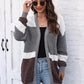 One Size Color Block Open Front Cardigan