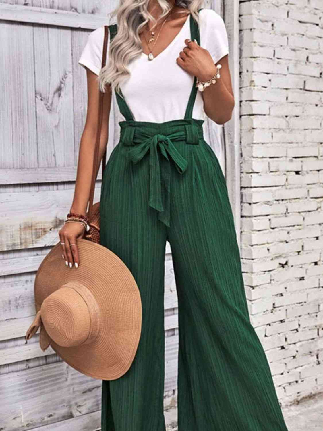 PAJumpers Tie Belt Wide Leg Overalls