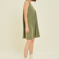 HEYSON Full Size Texture V-Neck Sleeveless Flare Mini Dress