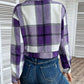 Plaid Button Up Drop Shoulder Cropped Jacket