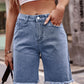 Full Size Raw Hem Denim Shorts with Pockets