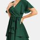 Surplice Neck Flutter Sleeve Dress