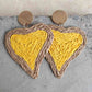 Raffia Grass Heart Teardrop Earrings
