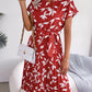 Aaliyah Isla Printed Round Neck Short Sleeve Pleated Dress