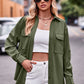 Full Size Dropped Shoulder Longline Shirt with Pockets
