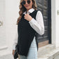 Zoe&Hannah Frayed Hem Slit Black Sweater Vest