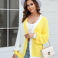 Sophia & Grace Open Front Contrast Color Balloon Sleeve Cardigan