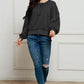 Exposed Seam Half Button Long Sleeve Sweatshirt