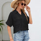 Malibu Dreams Full Size Half Button Johnny Collar Blouse