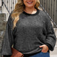 Plus Size Waffle-Knit Round Neck Dropped Shoulder Sweater